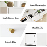 Wananlanen 7 Drawers Dresser for Bedroom, 55'' Dressers & Chests of Drawers with Gold Handles and 7 Large Drawer, Modern Double Wooden Storage Organizer Cabinet, Hallway, White Wananlanen