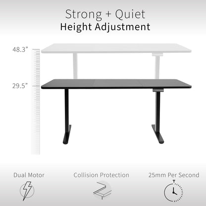 VIVO Electric Height Adjustable 71 x 30 inch Memory Stand Up Desk, Light Wood 30 inch Deep Table Top, White Dual Motor Frame, Preset Controller, E2B Series, DESK-KIT-E2W7C - WoodArtSupply