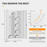 INTERGREAT Metal Wardrobe Closet - 72" Bedroom Armoires with Lock, Storage Locker with Adjustable Shelves and Removable Hanging Rods (White) INTERGREAT