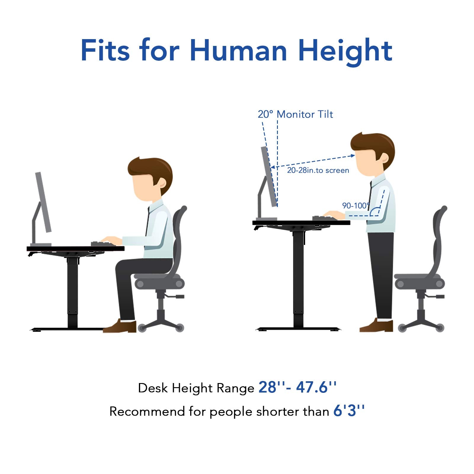 FLEXISPOT EC1 Standing Desk, 48 x 24 Inches Height Adjustable Desk Electric Sit Stand Desk Home Office Desks Whole-Piece Desk Board Classic(White Frame + 48 in Graphite Top) - WoodArtSupply