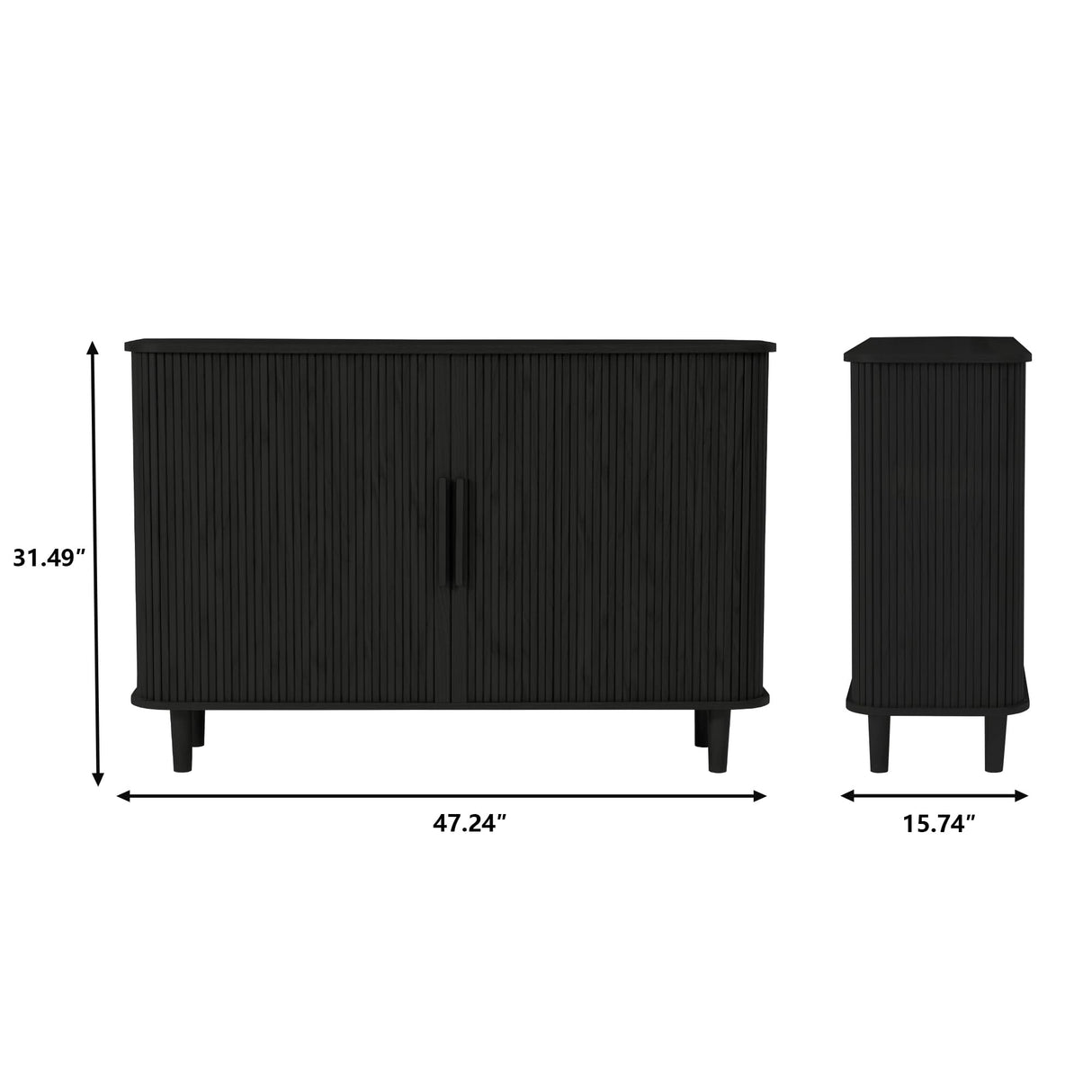 NVETHM Sideboard Buffet Cabinet, Storage Cabinet with Sliding Doors and Handles, Modern Wooden Sideboard Cabinet for Living Room, Dining Room, Kitchen and Entryway (Black) NVETHM