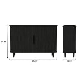 NVETHM Sideboard Buffet Cabinet, Storage Cabinet with Sliding Doors and Handles, Modern Wooden Sideboard Cabinet for Living Room, Dining Room, Kitchen and Entryway (Black) NVETHM
