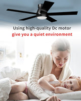 TCL 52" Black Ceiling Fan with Light and Remote, Modern LED 3-Color, Quiet Motor for Bedroom, Living Room, Dining Room, Ceiling Fans with Lights (Black) TCL
