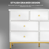 Pamapic Modern 7-Drawer White Dresser,47" White Wooden Dresser for Bedroom, Storage Organizer with Deep Drawers & Metal Handles for Bedroom, Entryway, Hallway Pamapic