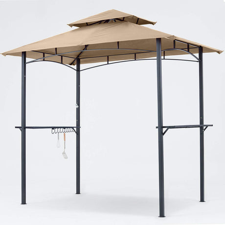 MASTERCANOPY 8 x 5 Grill Gazebo Outdoor BBQ Gazebo Canopy with 2 LED Lights (Khaki) MASTERCANOPY