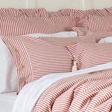 Piper Classics Farmhouse Ticking Stripe Duvet Cover Bedding, Red & Off-White, King 92x108, Comforter Cover w/Twill Ties, Soft, Comfortable, Farmhouse Bedroom Décor Piper Classics