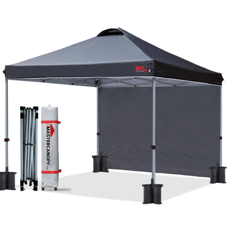MASTERCANOPY Durable Pop-up Canopy Tent with 1 Sidewall (10'x10',Black) MASTERCANOPY