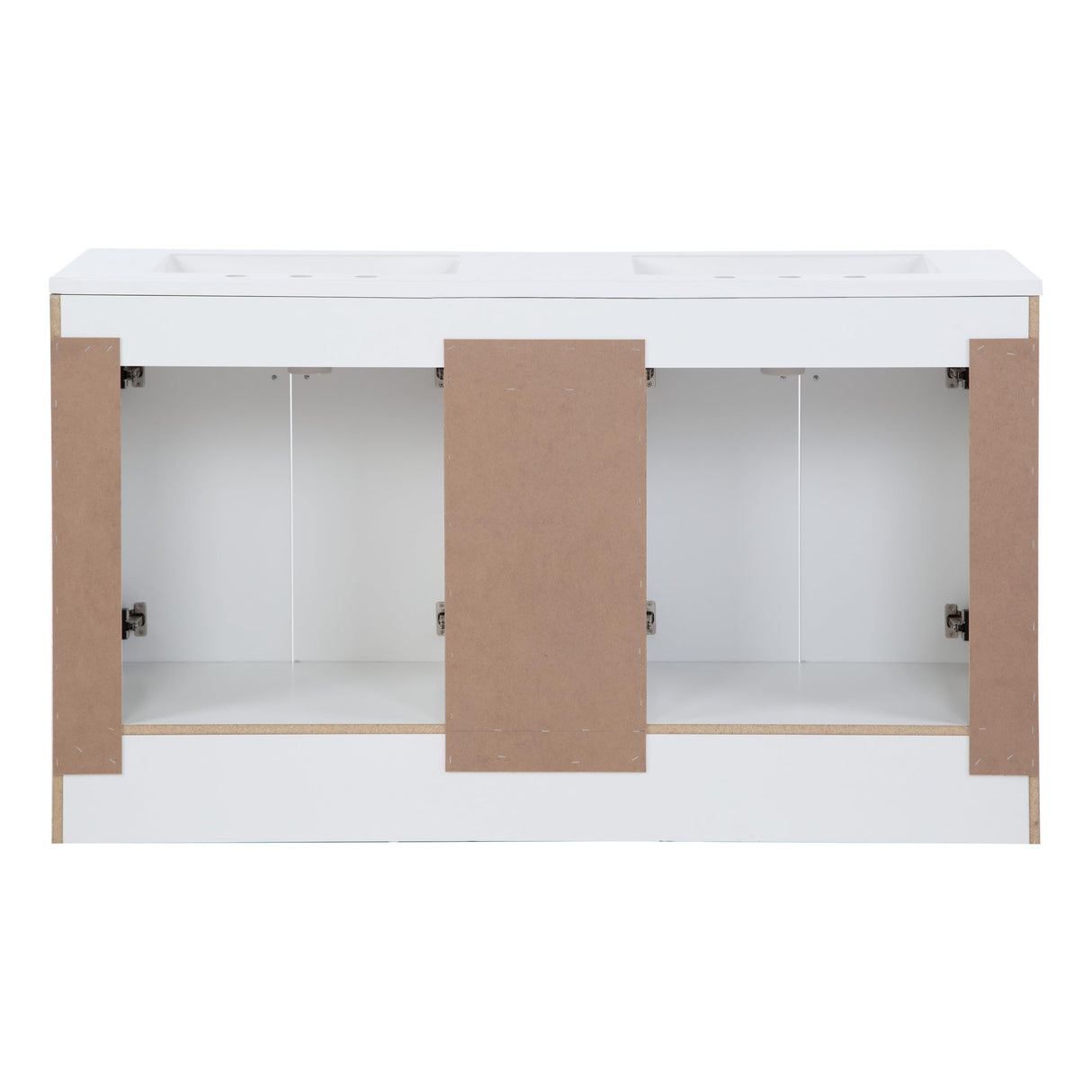 Spring Mill Cabinets Lonsdale 60-Inch Double-Sink Bathroom Vanity with White Top, 2 Soft-Close Cabinets, 3 Drawers, 60.5" W x 18.75" D, White Spring Mill Cabinets