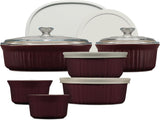 CorningWare Ceramic Bakeware Set with Lids, Chip and Crack Resistant Stoneware Baking Dish, Microwave, Dishwasher, Oven, Freezer and Fridge Safe, 12-Piece French Cabernet CorningWare