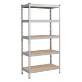 SONGMICS 5-Tier Storage Shelves, Load 2310 lb, Garage Storage, Boltless Assembly, Adjustable Shelving Unit, 17.7 x 35.4 x 70.9 Inches, for Study Shed Basement, Silver and Natural Beige UGLR450E01 SONGMICS