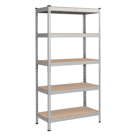SONGMICS 5-Tier Storage Shelves, Load 2310 lb, Garage Storage, Boltless Assembly, Adjustable Shelving Unit, 17.7 x 35.4 x 70.9 Inches, for Study Shed Basement, Silver and Natural Beige UGLR450E01 SONGMICS