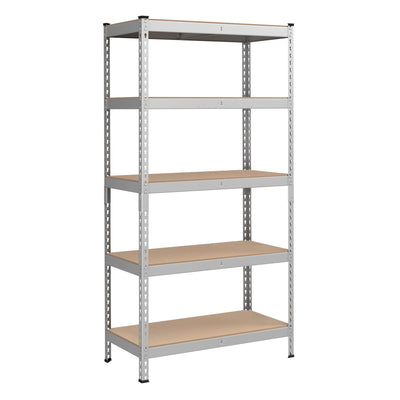SONGMICS 5-Tier Storage Shelves, Load 2310 lb, Garage Storage, Boltless Assembly, Adjustable Shelving Unit, 17.7 x 35.4 x 70.9 Inches, for Study Shed Basement, Silver and Natural Beige UGLR450E01