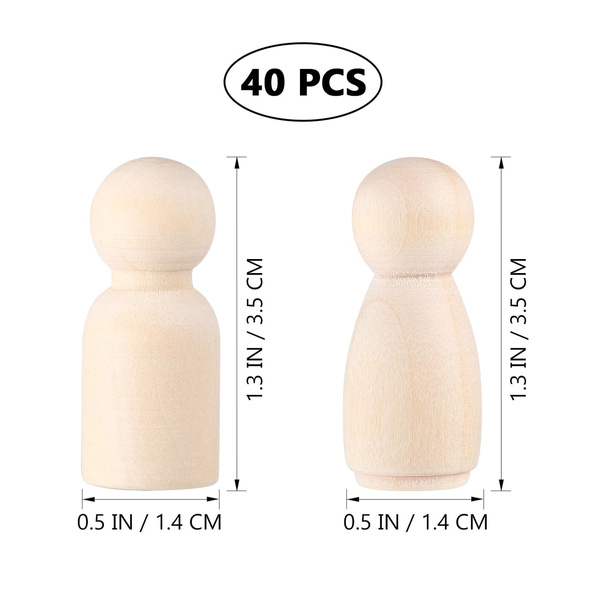 Christmas Doll 40Pcs Wooden Peg Dolls Unfinished Wood Peg People Unpainted Wood Figures Decorative for DIY Graffiti Painting, Arts, Crafts Projects Wooden Toys STOBOK