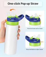 OFFNOVA 16oz Kids Sublimation Water Bottle Blank Bulk, Kids Sublimation Tumbler Cups for Boys Girls to School Sports Travel Camping (6 Pack) OFFNOVA