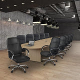Regency Legacy 18 ft Racetrack Laminate Conference Table with 2 Charging Ports- Noble Oak Regency Seating
