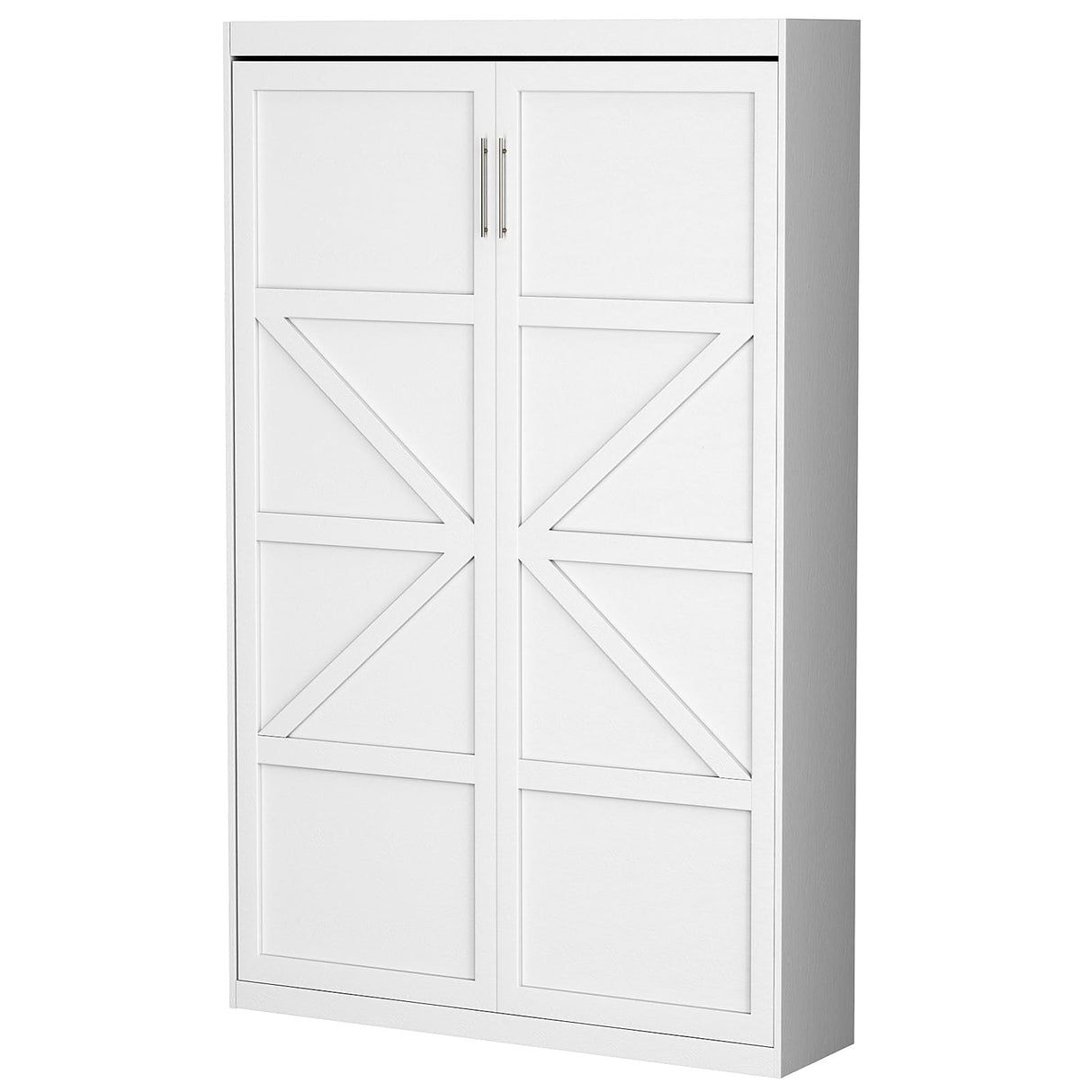 ROOMTEC Twin Size Murphy Wall Bed, White, Space-Saving Furniture Bed Frame for Bed Room,Guest Room,Home Office ROOMTEC