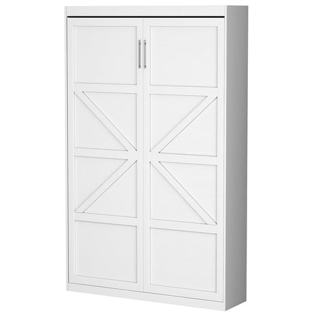 ROOMTEC Twin Size Murphy Wall Bed, White, Space-Saving Furniture Bed Frame for Bed Room,Guest Room,Home Office ROOMTEC