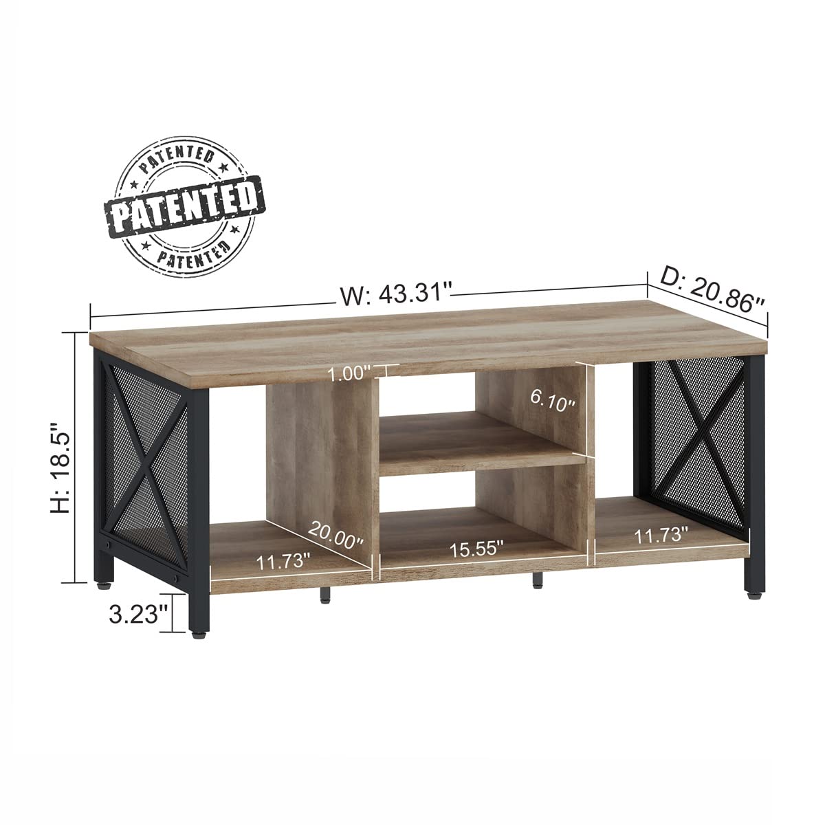 FATORRI Coffee Table for Living Room, Rustic Wood Center Table with Shelves, Farmhouse Rectangle Cocktail Tea Tables (Rustic Oak) FATORRI