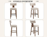 Farmhouse 30'' Extra Tall Bar Stools Set of 2 Modern Counter Height Barstools with Backs Rustic Wood Bar Stools Linen Upholstered Counter Chairs Kitchen Island Stool Chairs with Wood Frame, Beige LIVINOVA