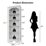 METOTI 71" H Tall Bookshelf and Bookcase, Farmhouse Book Shelf with 5-Tier Open Shelves, Wooden Bookcase Freestanding Display Bookshelves for Bedroom, Living Room, White METOTI