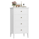 TTVIEW 4 Drawer Dresser, White Dresser Antique Chest of Drawers with Solid Frame, Tall Wood Storage Chest Cabinet for Living Room, Bathroom, Entryway, White TTVIEW