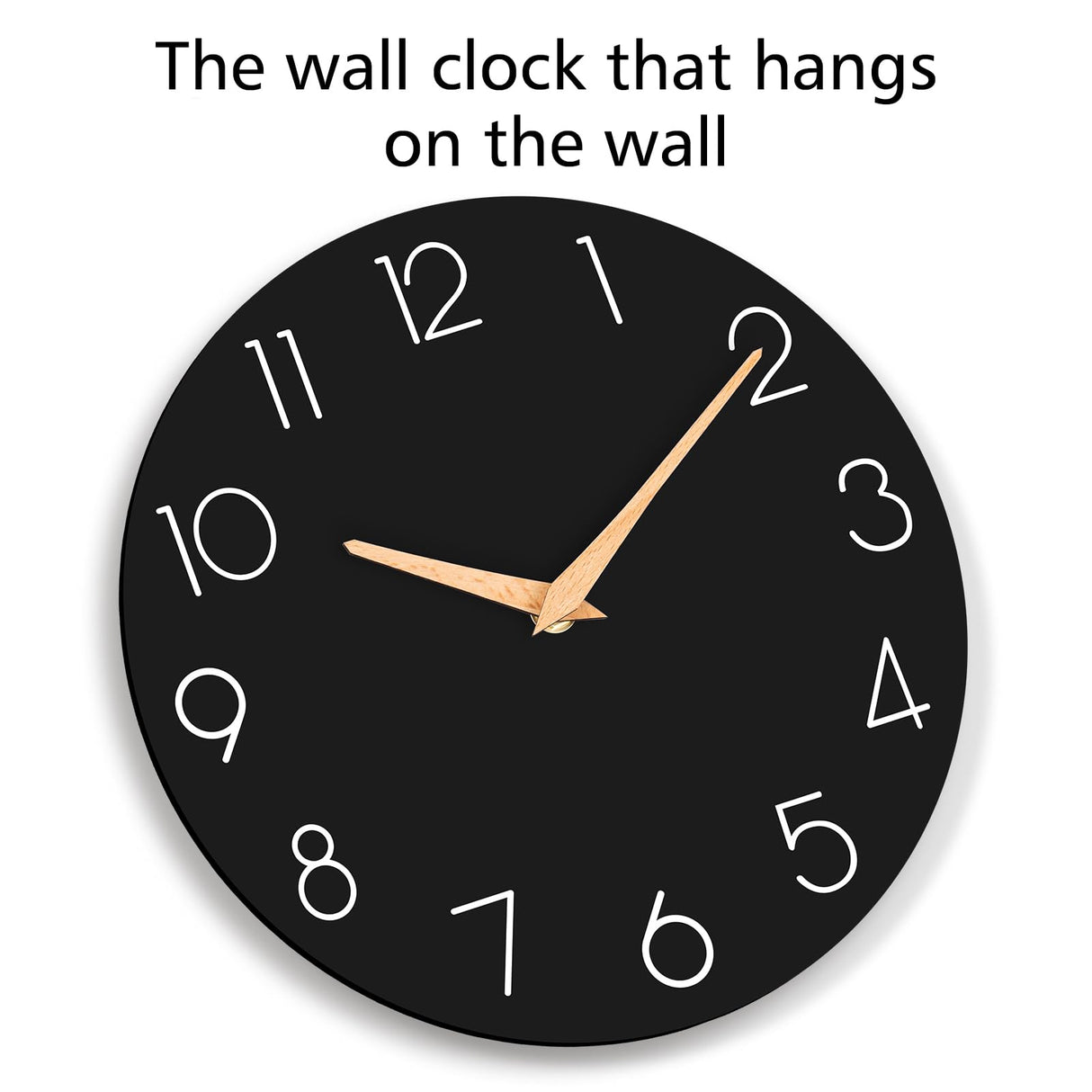 cicininc Wall Clock, 10 Inch Wooden Silent Non-Ticking, Decorative Battery Operated Wall Clocks for Bedroom, Kitchen, Home, Living Room, Office, School, Hotel (Black) cicininc