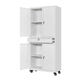 Yizosh Metal Garage Storage Cabinet with Locking Doors and Adjustable Shelves, Rolling Tool Storage Cabinet with 4 Wheels and 1 Drawer - 73" Steel Locking Cabinet for Garage, Warehouse Yizosh