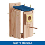 Bluebird Houses 2Pack for Outside with Copper Guard, Pole, Thicken Wooden Hanging Birdhouse Clearance Garden Country Cottages, Nesting Box for Bluebird Finch Swallow Wren Chickadee Wild Bird Supplies ColorfulLaVie