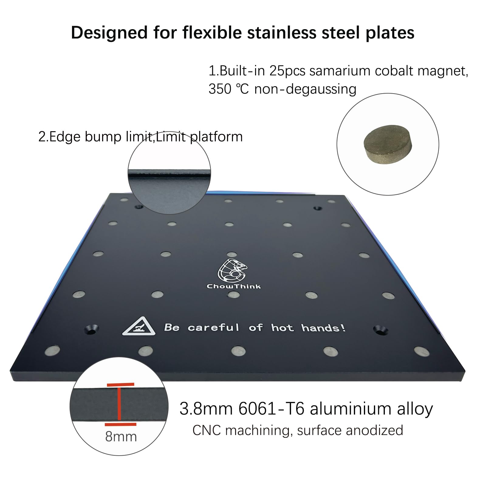 235 * 235mm 500w Silicone Ender3 Heated Bed V2.0 for Ender3, ender3 pro, ender3 v2,Ender 3 neo 3D Printer Hot Bed Upgrade,6061 Aluminum Plate Hotbed Built-in Samarium Cobalt Magnet from ChowT - WoodArtSupply