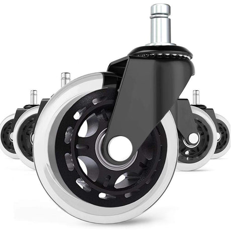 Office Chair Caster Wheels Set of 5 Heavy Duty & Safe for All Floors Including Hardwood 3" Rubber Replacement for Desk Floor Mats BF BRIGHTFIELD