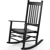 TLGREEN Outdoor Rocking Chair, Solid Wood Oversized Rocking Chair Outdoor with Wide Seat，All Weather Porch Patio Wooden Rocking Chair, Easy to Assemble for Indoor,Outdoor （Black） TLGREEN