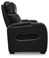 Signature Design by Ashley Boyington Contemporary Leather Match Power Reclining Sofa with Adjustable Headrest, Cup Holder, USB Charging Ports, Air Massage System and LED Lighting, Black Signature Design by Ashley