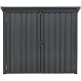 Hanover Outdoor Storage Shed for Trash and Recyclables, Pent Roof, Galvanized Steel, 2-Point Locking System, Stores 2 Trash Cans, 3.3-Ft. x 5.2-Ft. x 4.4-Ft., Dark Gray Trash Can Storage Hanover