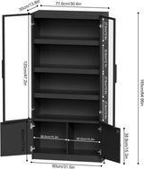 PAKASEPT 5 Tier Display Case with Glass Doors, 65" Display Cabinet with LED Light, Tall Curio Cabinets Display Shelf for Collectibles, Bookcase Bookshelf for Bedroom, Living Room PAKASEPT