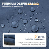 Amopatio Aluminum Patio Furniture, 8 Pieces Metal Outdoor Furniture Set, Outdoor Sectional Modern Sofa Sets with Coffee Table for Pool, Garden, Dark Grey&Blue (Included Waterproof Covers) Amopatio