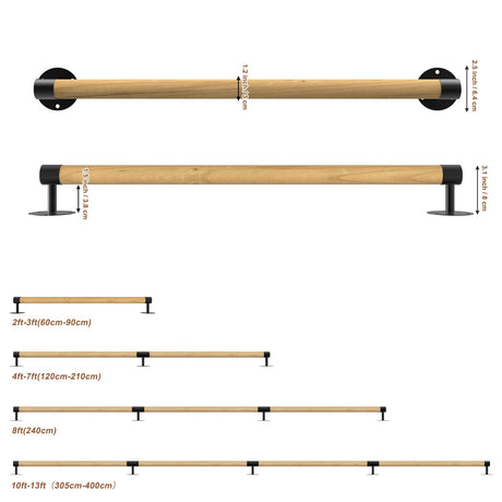 5FT Round Wooden Handrail for Indoor Staircase Handrail,Wall Mount Support Stair Railings, Non-Slip Safety Corridor,Lofts,Patio,Guardrail Wood Hand Railings for Elderly,Children,Disable People KWDOBUUS