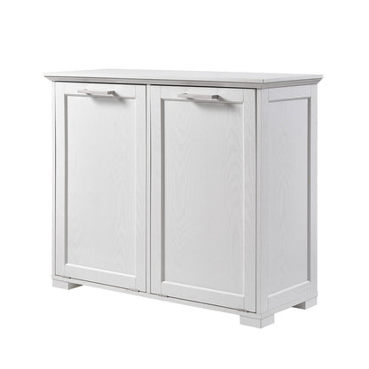 OLD CAPTAIN Double Tilt Out Trash Cabinet, Wooden Kitchen Garbage Can Free Standing Holder (White)…