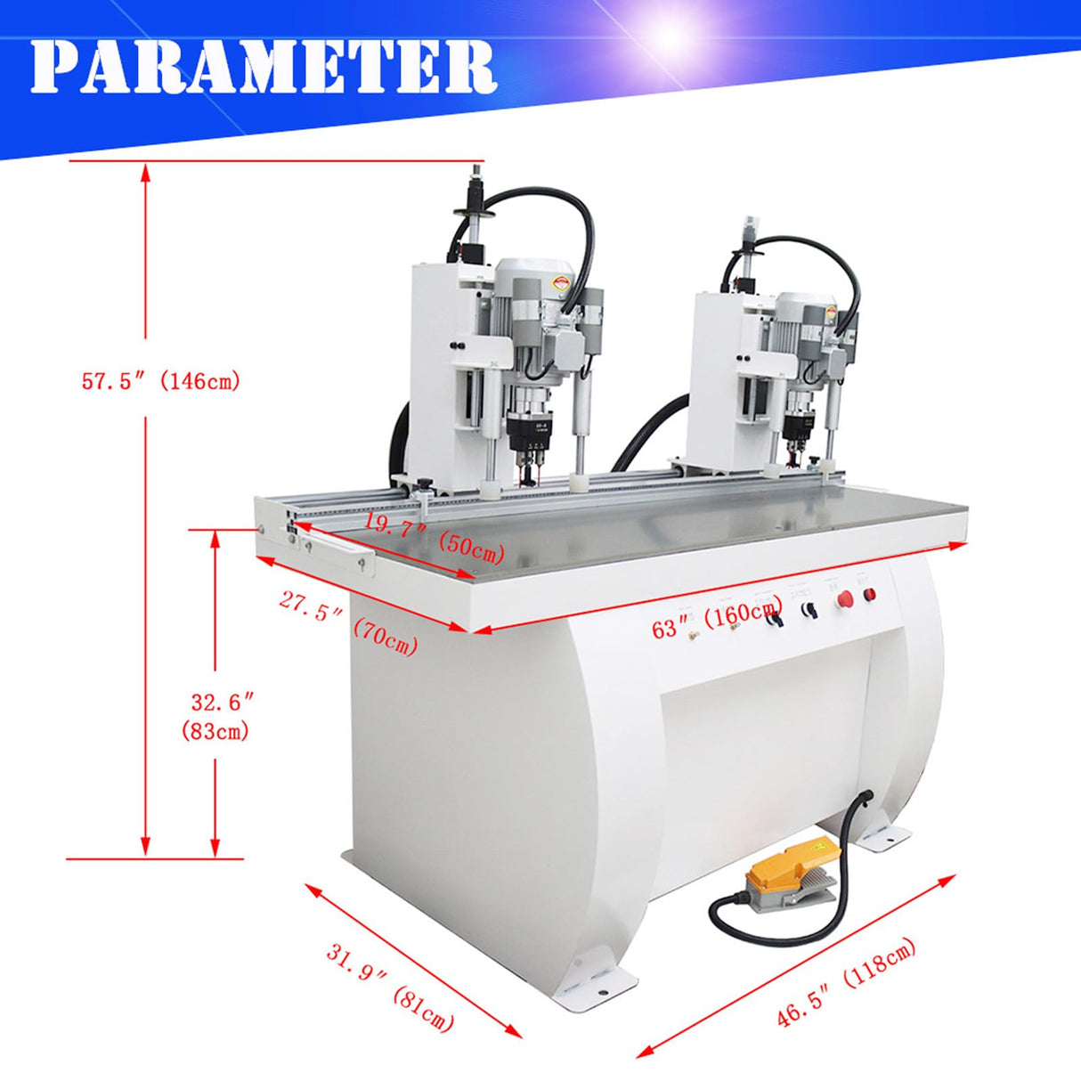 WYDDDARY Hinge Drilling and Boring Machine Hinge Boring Drill Press Machine Precision Woodworking Drilling for Cabinet and Furniture Double Heads(48-6) 110V 1500W*2 3400RPM 0-50mm Depth WYDDDARY