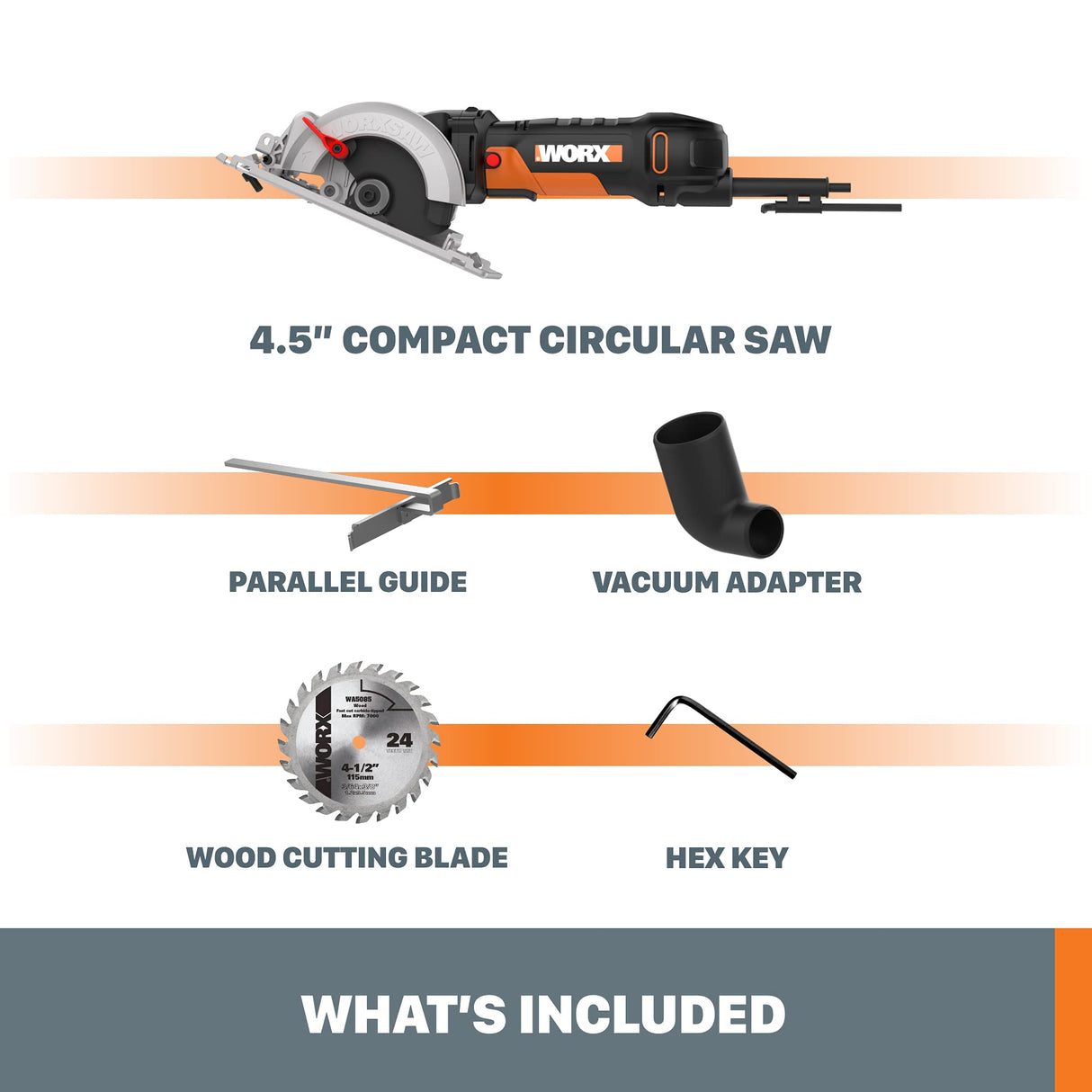 Worx WX439L 4.5 Amp WORXSAW 4.5" Electric Compact Circular Saw WORX