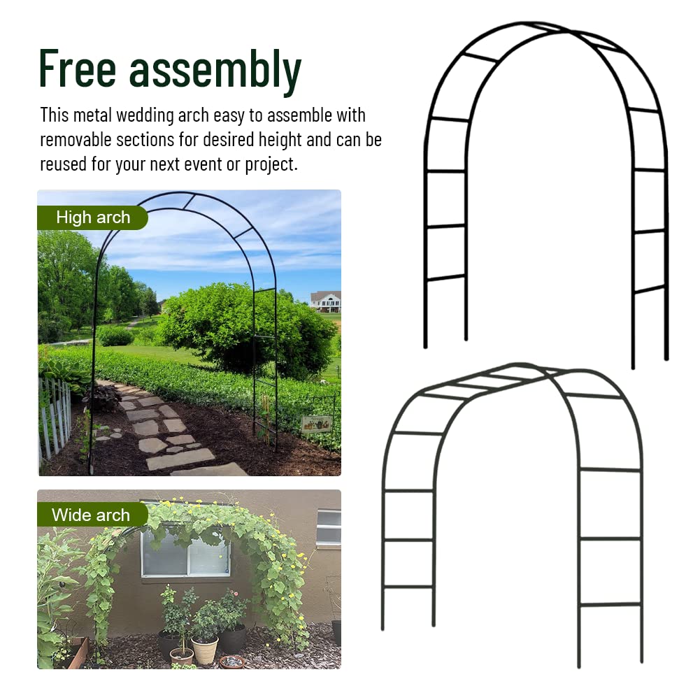 Newsmarts 7.9Ft Metal Garden Arch Army Green Garden Arbor for Climbing Plant Outdoor Wedding Party Newsmarts