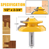 Newdeli 3PCS 45 Degree Lock Miter Router Bit Set 1/2 Inch Shank for 1/2”, 3/4", 1" Cutting Height Joint Router Bits for Creating Lock Miter Joint Newdeli