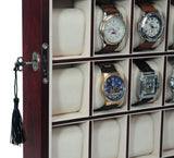 TimelyBuys 30 Piece Cherry Wood Watch Display Wall Hanging Case and Storage Organizer Box and Stand Father's Day TimelyBuys
