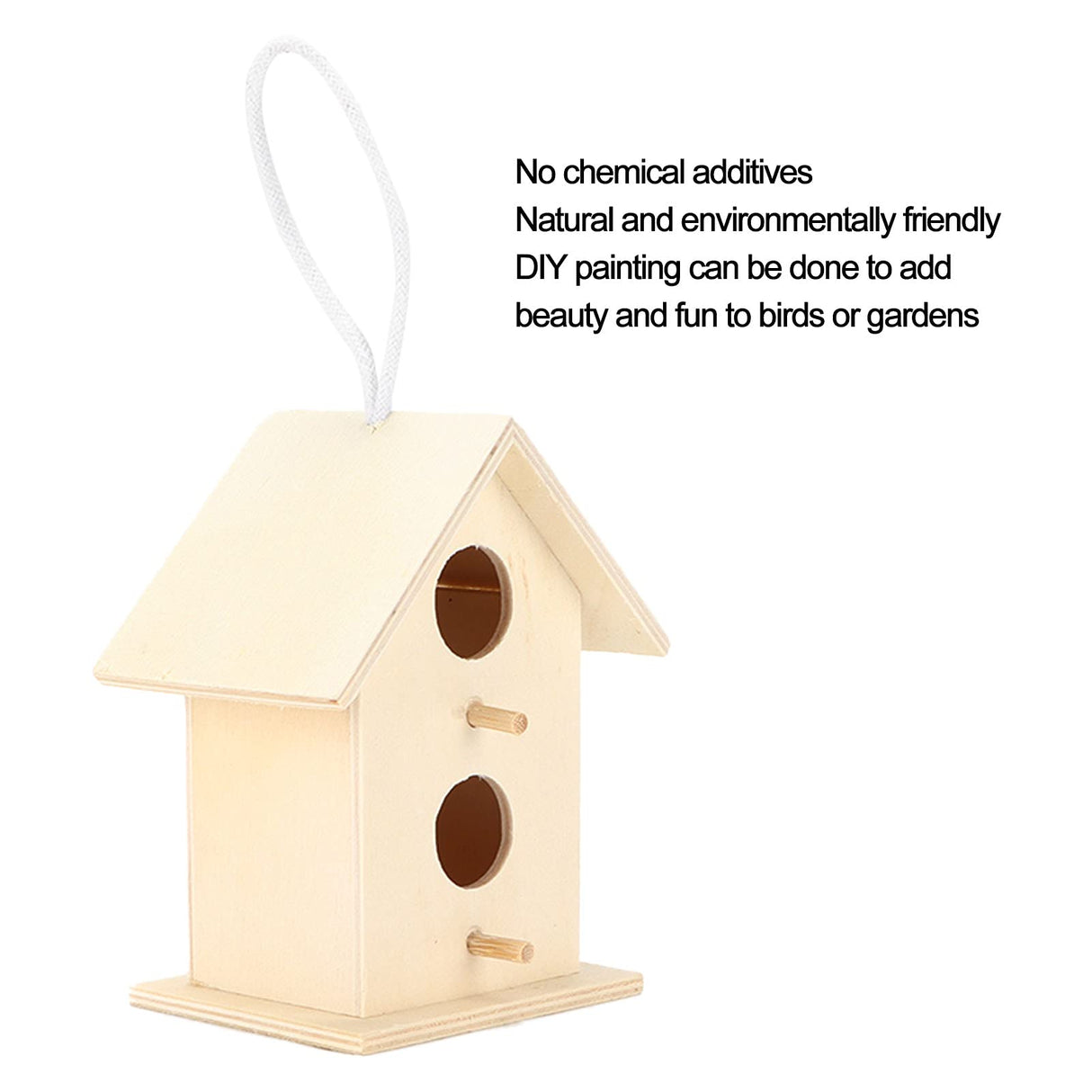 2PCS Bird Houses for Outside, Wooden Birdhouse Unfinished Bird Houses Hanging Wooden Birdhouse Wooden Bird Houses to Paint with Two Holes(#A) Beufee