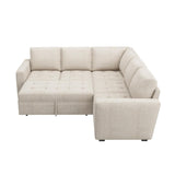 HONBAY Modular Sectional Sleeper Sofa with Pull Out Bed, Rearrangeable Sectional Couch with Storage Seat, Sectional Couches for Living Room,Beige HONBAY