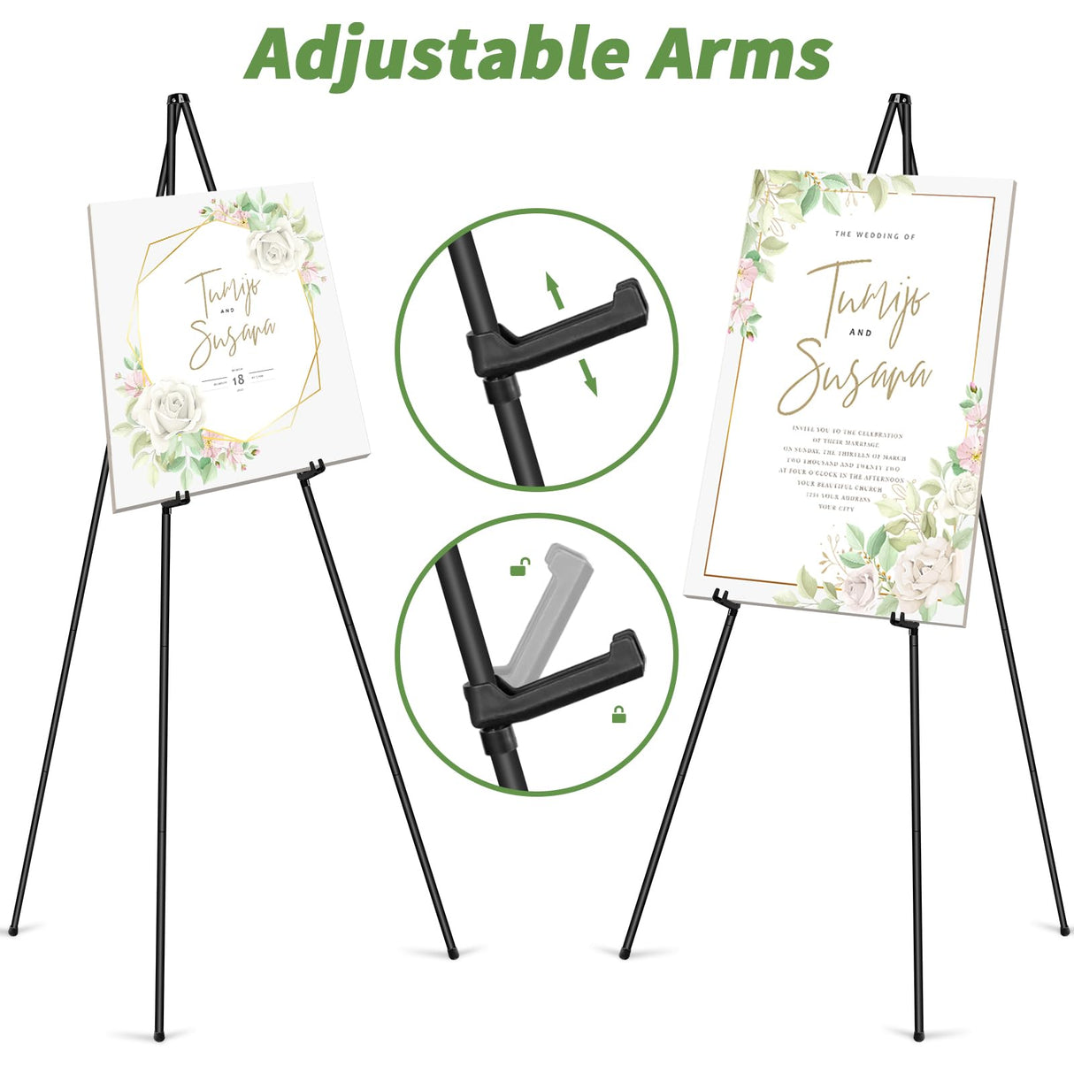 PUJIANG 6 Pack Easel for Display, Foldable Easel Stand, Metal Easels for Displaying Pictures, 63" Easels for Signs Wedding Poster Sign Holder, Art Easel for Painting with Case PUJIANG