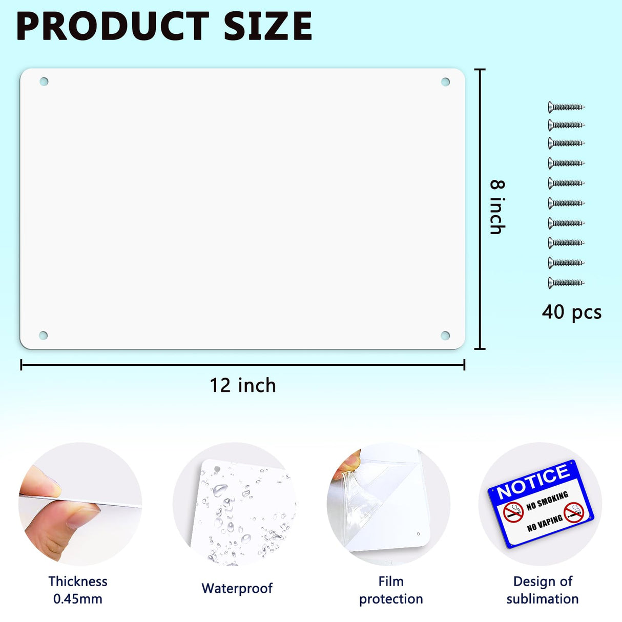 Beclumas 10 Pack 8"x 12" Sublimation Metal Sign Blanks,0.45mm Blank Metal Sign for Advertising Sign,Wall Decor,Room Decor Beclumas