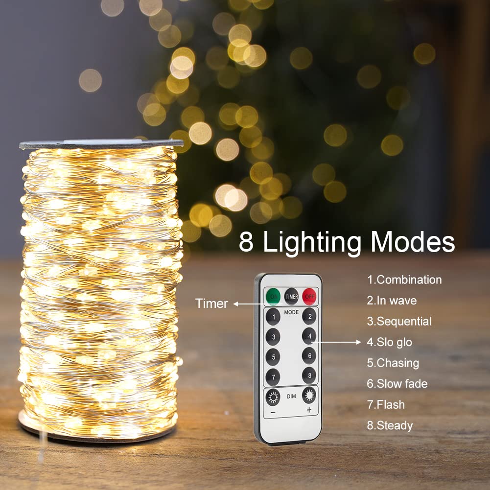 RESNICE 660FT Plug in String Lights 2000 LED Silver Wire Outdoor Waterproof Warm White Extra Long Fairy Lights with Remote for Living Bed Room, Backyard, Patio, Garden, Porch, Wedding or Christmas