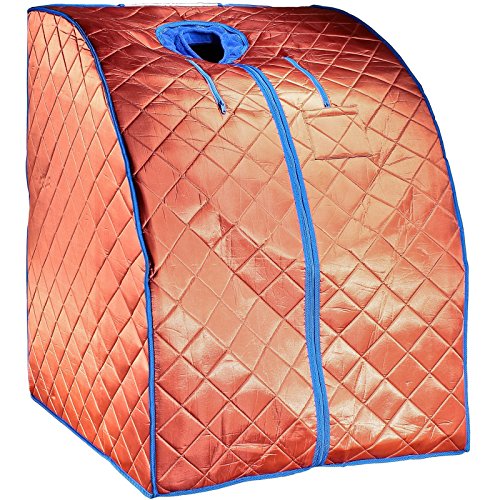 Durherm Infrared Sauna, Low EMF Negative Ion Portable Indoor Sauna with Chair and Heated Footpad, Copper, Large - WoodArtSupply