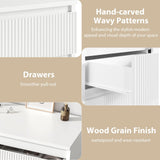 Jocoevol 6 Drawer Dresser, Fluted Dresser for Bedroom with Sleek Hidden Handles, Bedroom Dressers with Drawers, Wood Closet Clothes Storage Organizer for Bedroom, Pure White Jocoevol