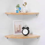 JORIKCHUO 10 inch Corner Wall Shelf, Solid Wood Corner Floating Shelves for Wall, Round End Wall Mounted Floating Shelf for Bedroom, Living Room and Kitchen (Burlywood-10 inch) JORIKCHUO